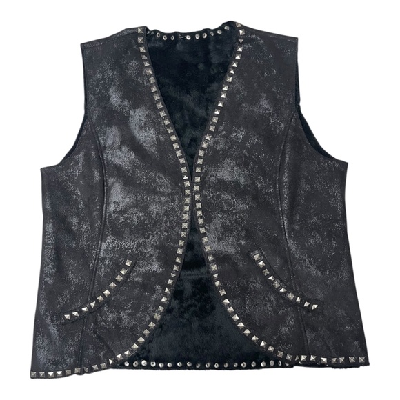 Montanaco Faux Leather Black Studded Vest - Picture 1 of 7
